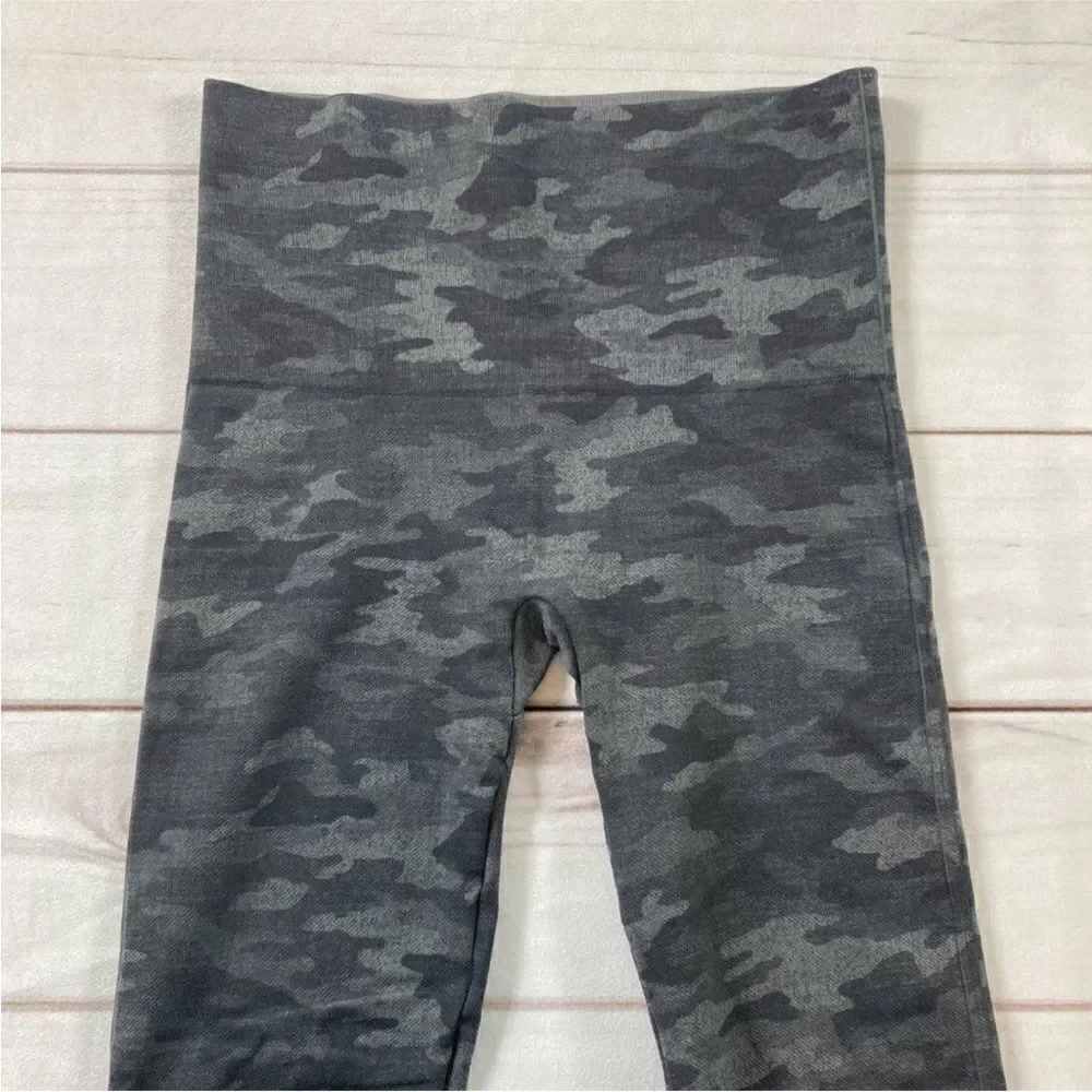 Spanx Women Gray Camouflage High Waisted Athletic Workout Leggings Size XS